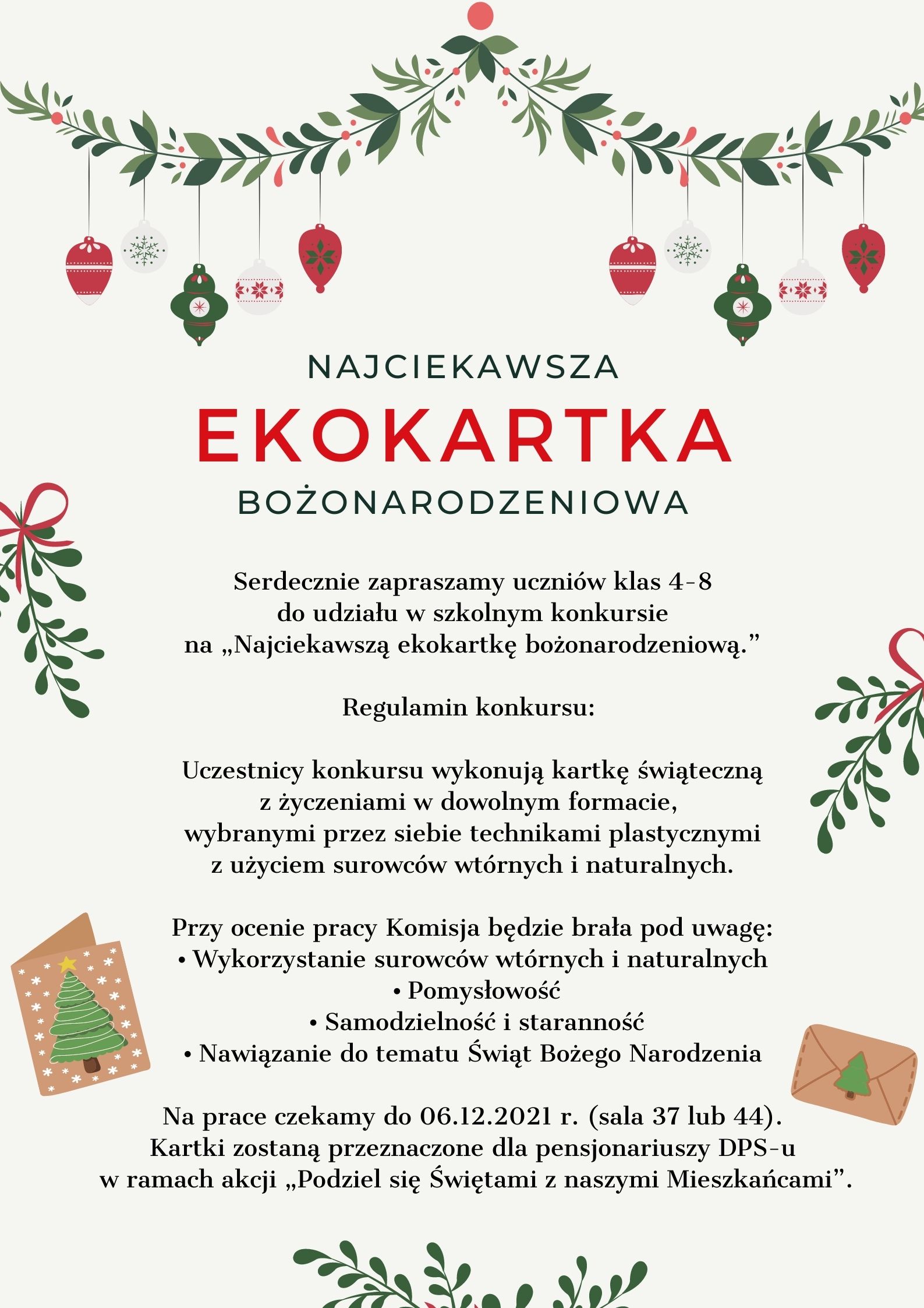 Green and Red Merry Christmas Greeting Card Plakat