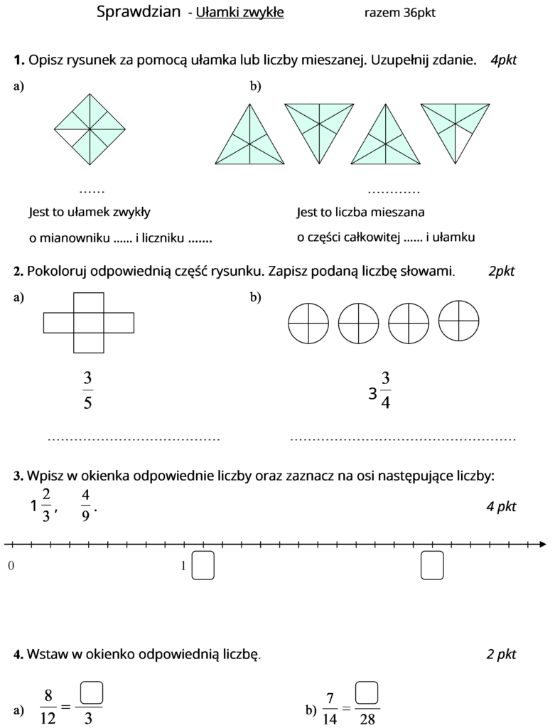 Figury Geometryczne Klasa 4 Sprawdzian Matematyka Z Plusem Sprawdzian Z Matematyki Klasa 4 Dział Figury Geometryczne - Mądry